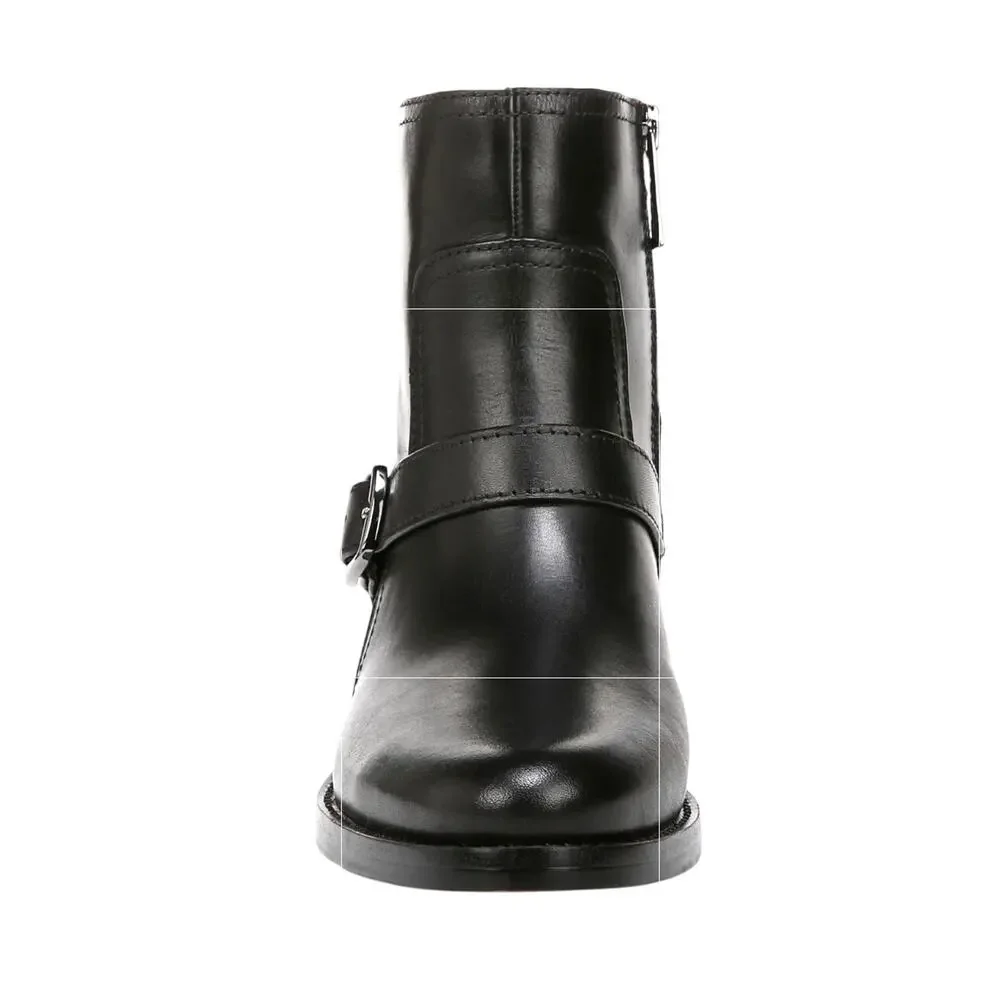 Franco Sarto Prina Women Moto Boot Size 7.5 Black Leather Biker Short Bootie New
